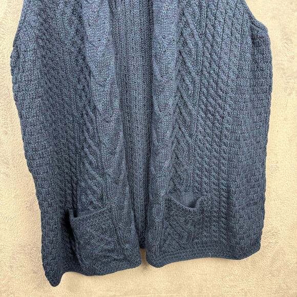 Kilronan Knitwear Women's Open Cardigan Blue Cable Knit XXL Ireland Fisherman - Picture 4 of 8